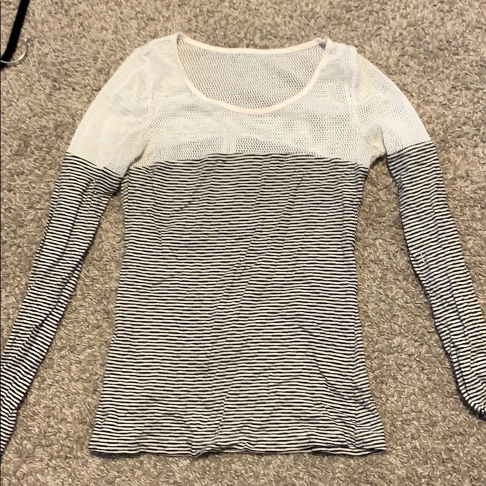 Striped mesh workout shirt